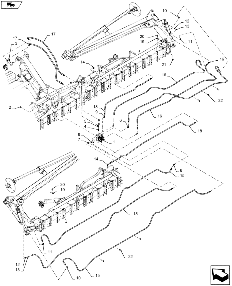 Схема запчастей Case IH 1245 - (35.746.AC[01]) - ROW UNIT MARKERS HYDRAULICS FOR 24/20 (35) - HYDRAULIC SYSTEMS