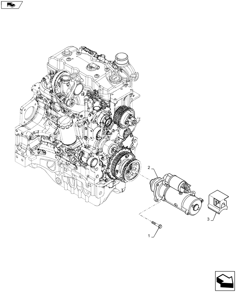 Схема запчастей Case IH MAXXUM 115 - (55.201.AE) - VAR - 336192 + STD - STARTER MOTOR (55) - ELECTRICAL SYSTEMS