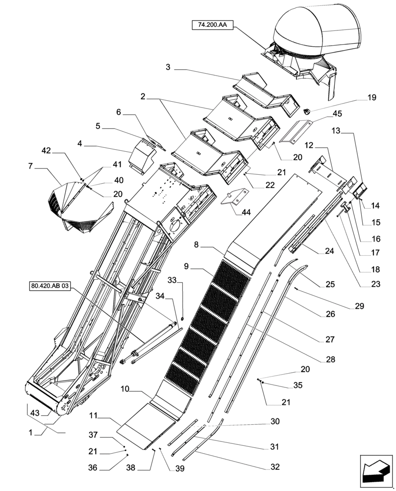 Схема запчастей Case IH A8800 - (80.420.AC[01]) - ELEVATOR (80) - CROP STORAGE/UNLOADING