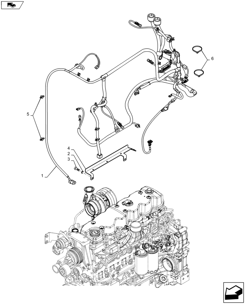 Схема запчастей Case IH MAXXUM 115 - (55.015.AB[02]) - ENGINE HARNESS (55) - ELECTRICAL SYSTEMS