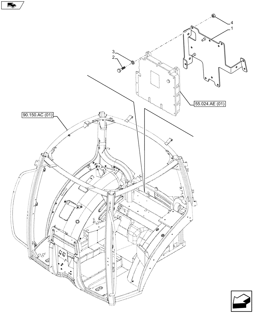 Схема запчастей Case IH MAXXUM 110 - (55.024.AE[04]) - VAR - 330915, 330934, 330937, 330940, 330942, 331954, 332954, 390894 - TRANS. ELEC.CONTROL SUPPORT (55) - ELECTRICAL SYSTEMS