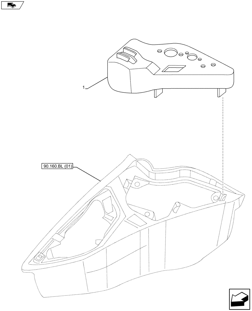 Схема запчастей Case IH MAXXUM 120 - (90.160.BL[05]) - VAR - 332805, 390801 - POWER TAKE-OFF (PTO) - MECHANICAL - CASE COVER (90) - PLATFORM, CAB, BODYWORK AND DECALS