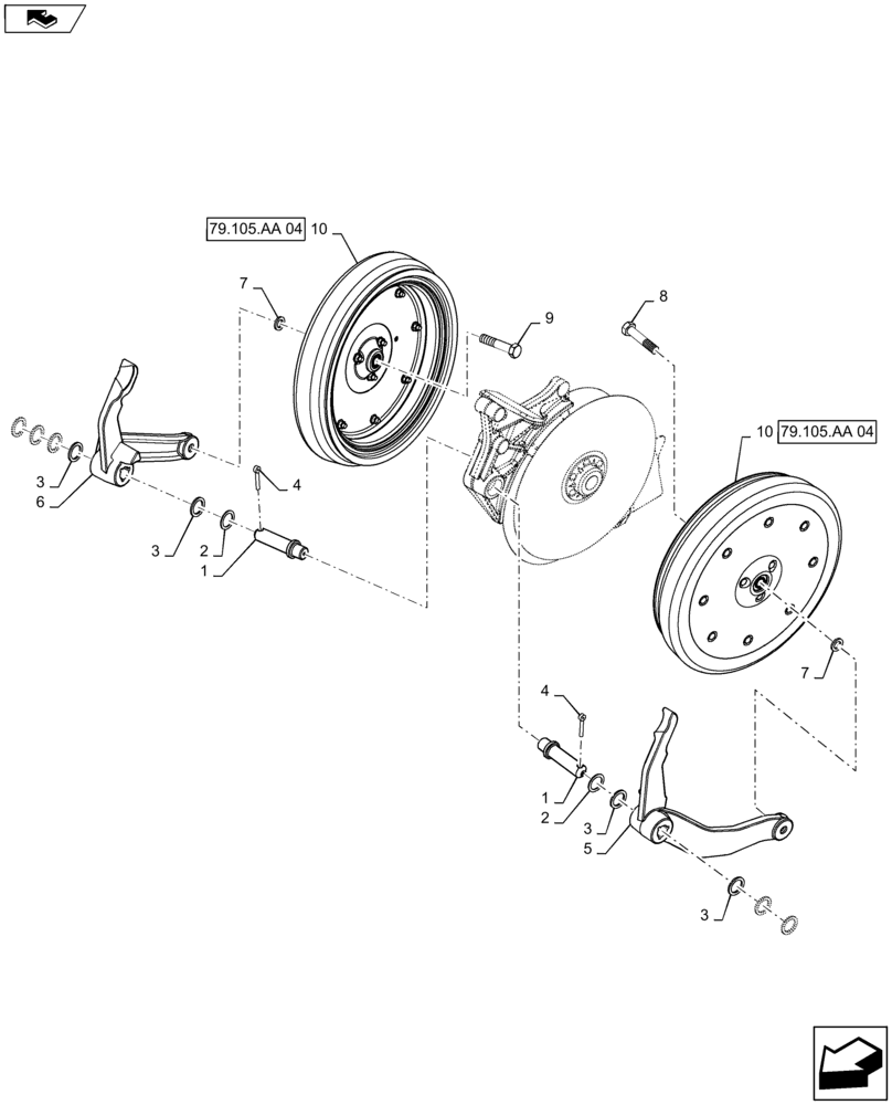 Схема запчастей Case IH 1215 - (79.105.AA[03]) - NARROW GAUGE WHEEL ASSEMBLY (79) - PLANTING