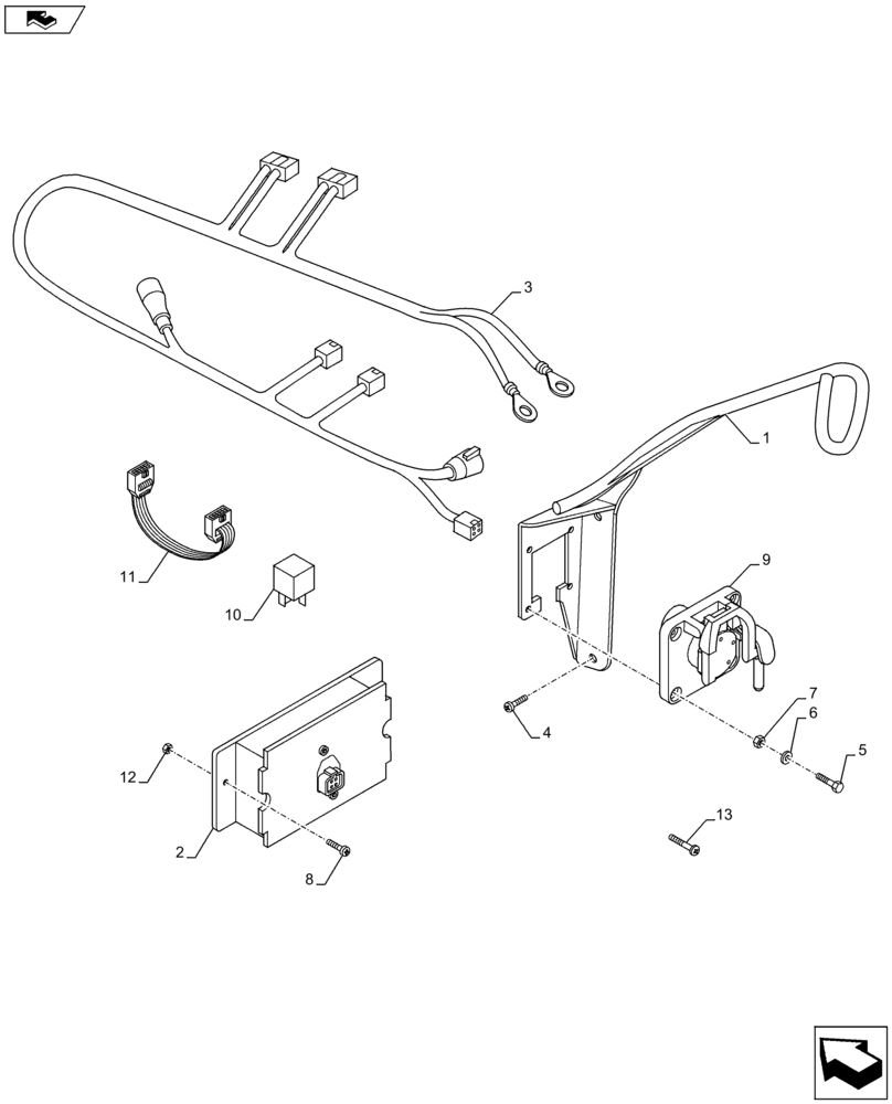 Схема запчастей Case IH MAXXUM 110 - (55.100.DP[02]) - VAR - 330649, 330650, 743795 - ISOBUS SOCKET - ISOBUS MOUNTING (55) - ELECTRICAL SYSTEMS