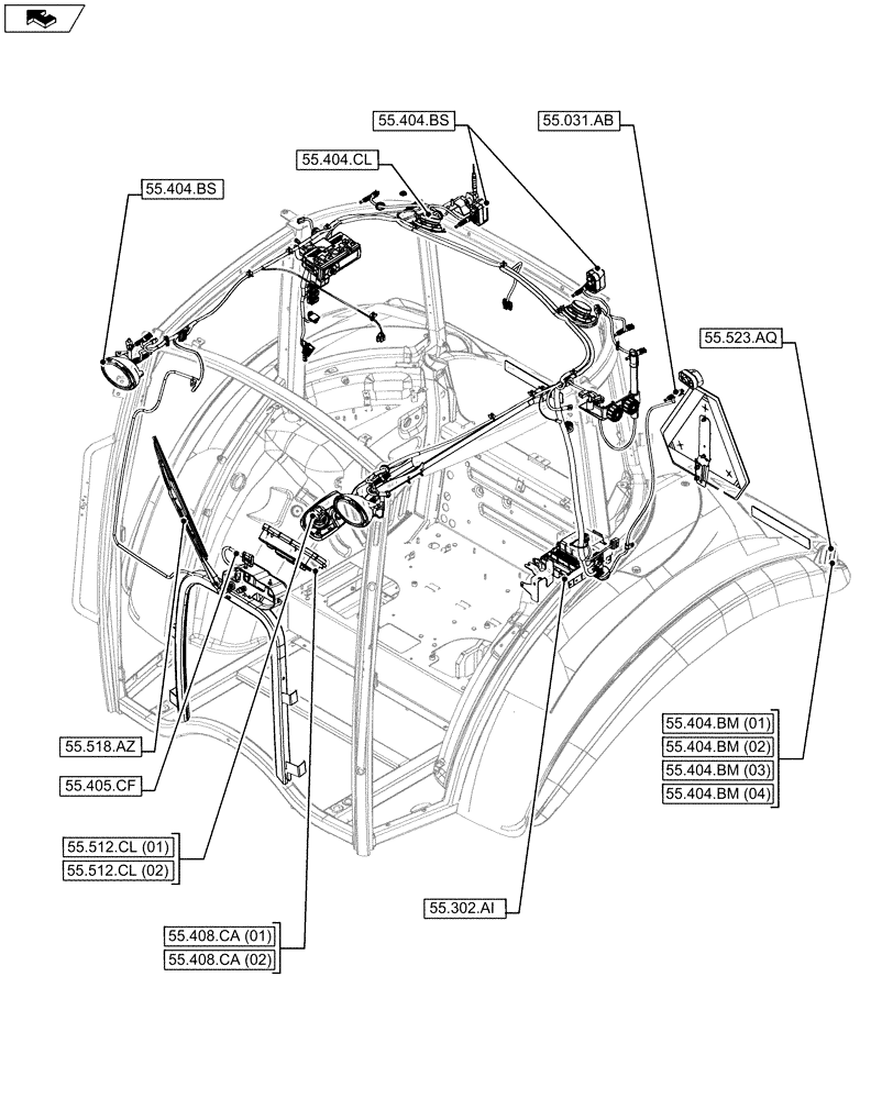 Схема запчастей Case IH MAXXUM 110 - (00.000.55[03]) - PICTORIAL INDEX - ELECTRICAL SYSTEMS (00) - GENERAL & PICTORIAL INDEX