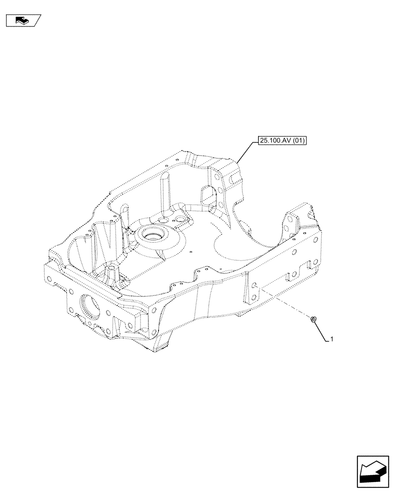 Схема запчастей Case IH MAXXUM 130 - (25.100.AV[05]) - VAR - 336811, 390811 - FRONT AXLE SUPPORT, PLUG (25) - FRONT AXLE SYSTEM