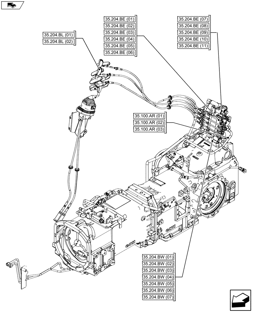 Схема запчастей Case IH MAXXUM 110 - (00.000.35[03]) - PICTORIAL INDEX - HYDRAULIC SYSTEMS (00) - GENERAL & PICTORIAL INDEX
