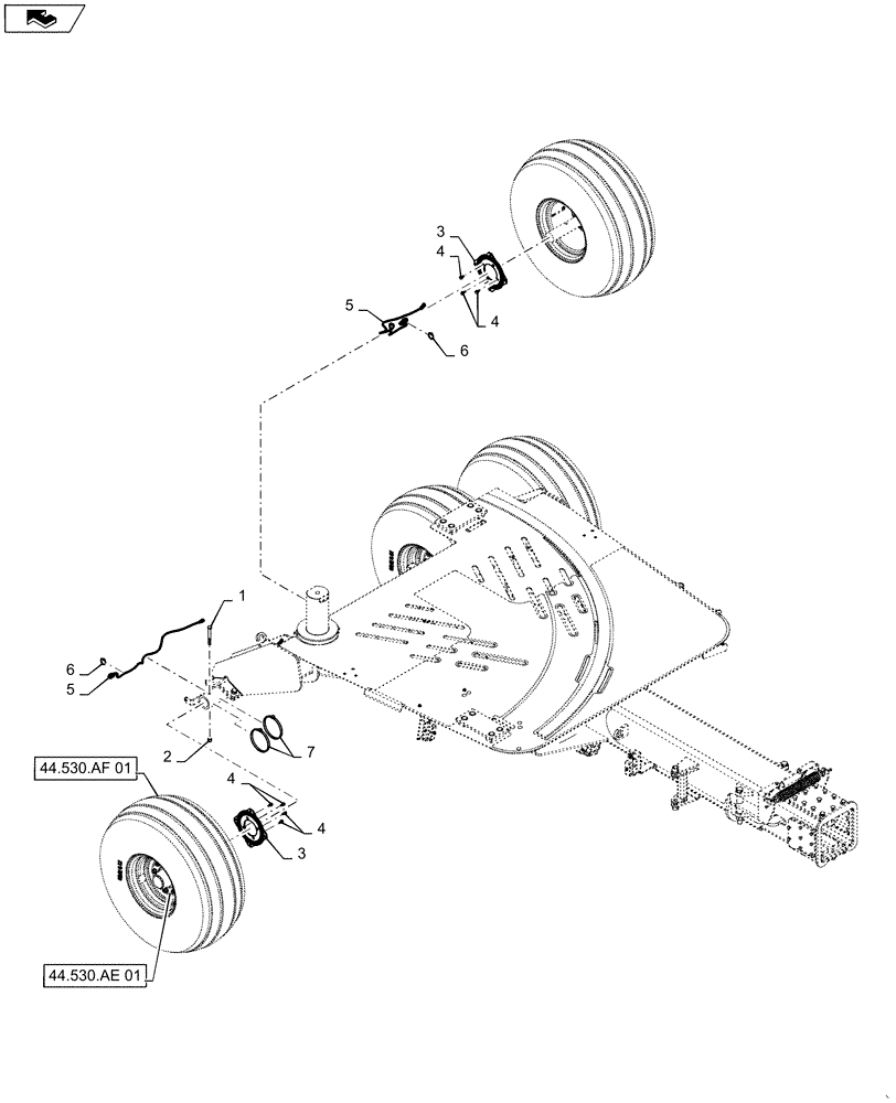 Схема запчастей Case IH 1245 - (44.530.AC[01]) - MAIN CARRIER FOR 24/20, 30" SPLIT ROW 12/23 AND 16/31 (44) - WHEELS