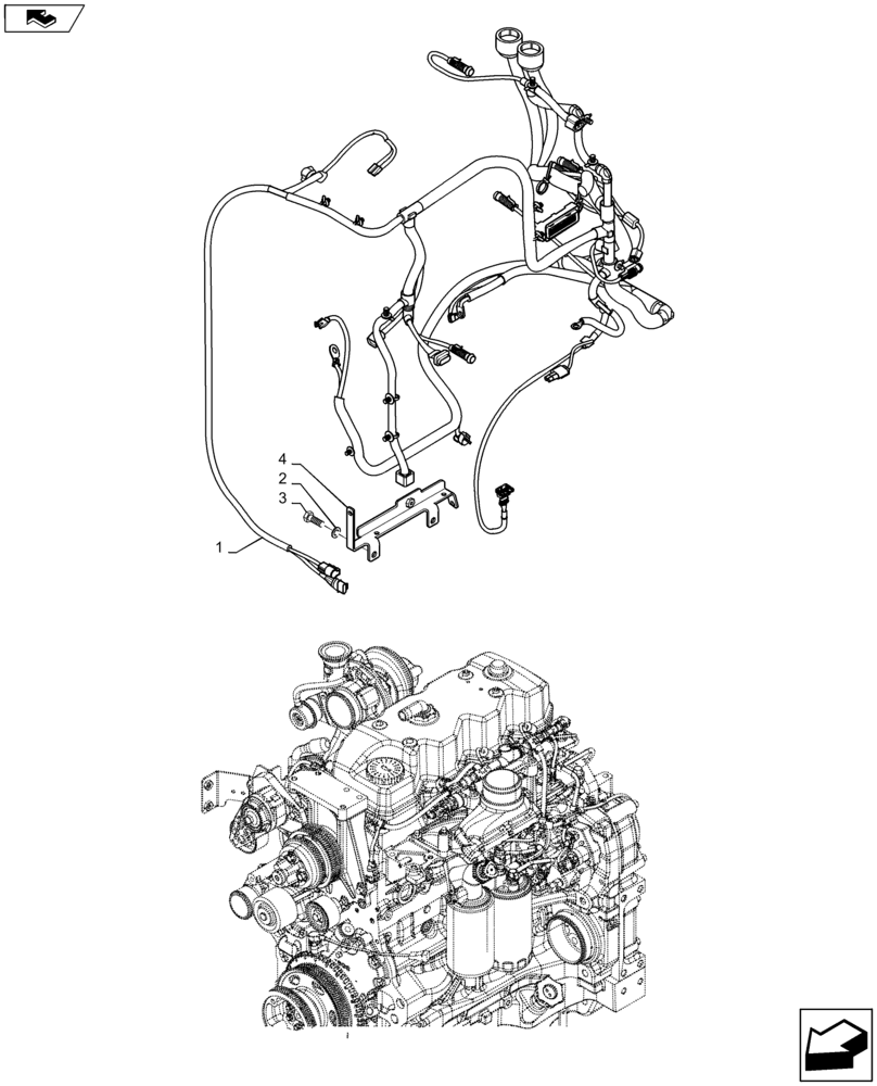 Схема запчастей Case IH MAXXUM 120 - (55.015.AB[01]) - VAR - 330158 + STD - ENGINE HARNESS (55) - ELECTRICAL SYSTEMS