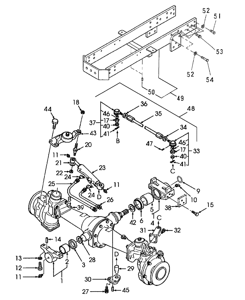 Схема запчастей Case IH DX55 - (04.01) - FRONT AXLE & STEERING W/FWD (04) - FRONT AXLE & STEERING