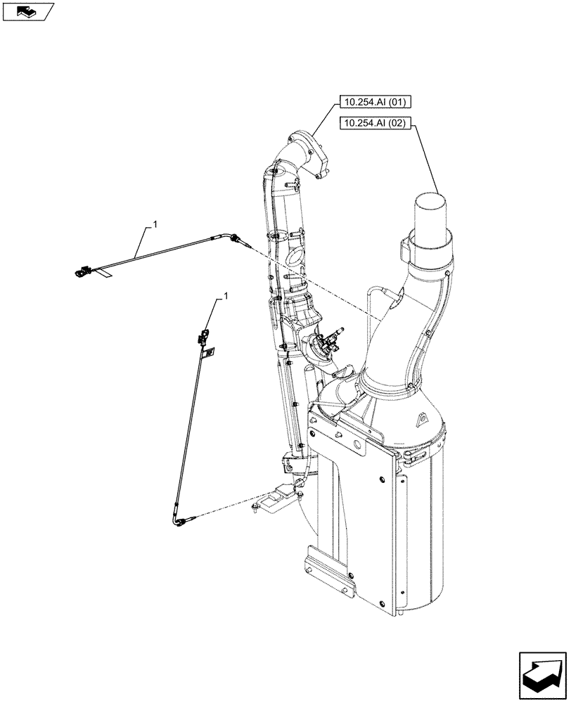 Схема запчастей Case IH MAXXUM 110 - (55.988.AB) - VAR 390158 - SCR (DEF/ADBLUE) TEMPERATURE SENSORS (55) - ELECTRICAL SYSTEMS