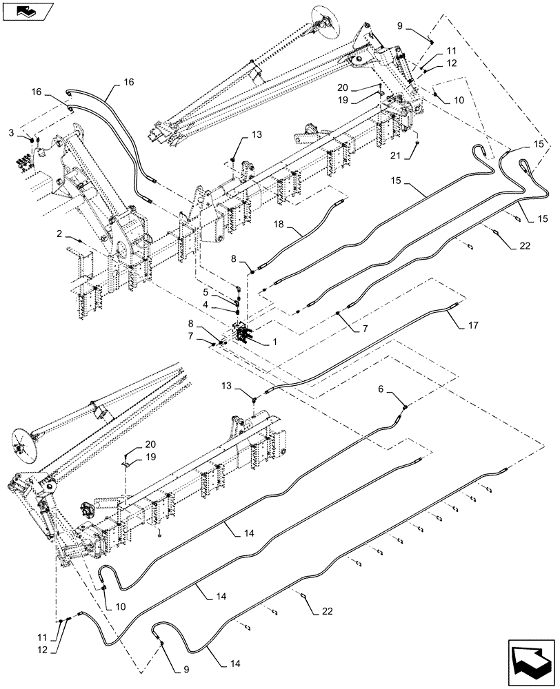 Схема запчастей Case IH 1245 - (35.746.AC[05]) - ROW UNIT MARKERS HYDRAULICS FOR 16/30 (35) - HYDRAULIC SYSTEMS