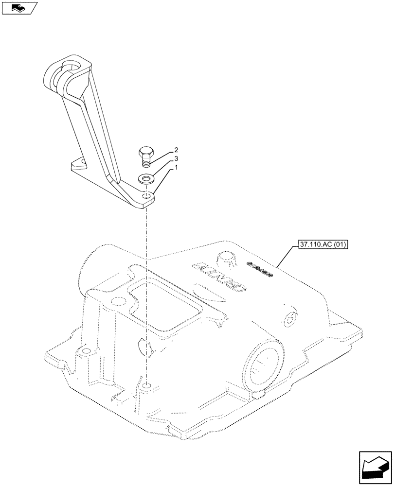 Схема запчастей Case IH MAXXUM 120 - (37.120.AA[01]) - VAR - 332923 - REAR 3 POINT HITCH, TOP LINK, SUPPORT (37) - HITCHES, DRAWBARS & IMPLEMENT COUPLINGS