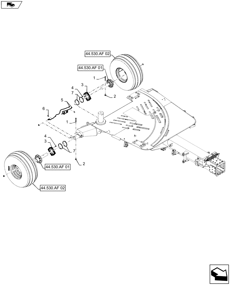 Схема запчастей Case IH 1245 - (44.530.AC[02]) - MAIN CARRIER FOR 12/30, 16/30 (44) - WHEELS