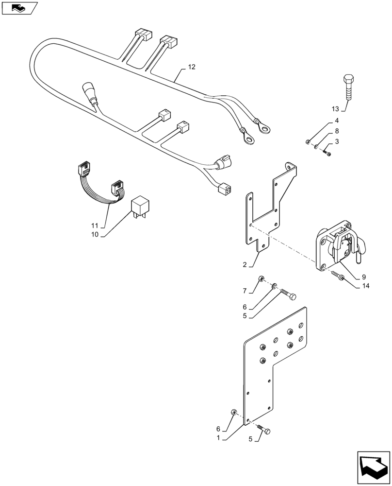 Схема запчастей Case IH MAXXUM 115 - (55.100.DP[03]) - VAR - 330689, 330688 - REAR ISOBUS MOUNTING (55) - ELECTRICAL SYSTEMS