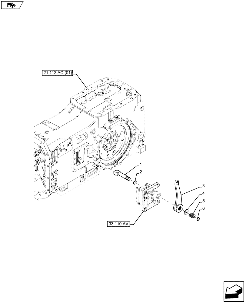 Схема запчастей Case IH MAXXUM 110 - (33.110.BA[02]) - VAR - 390283 - PARKING BRAKE, LEVER (33) - BRAKES & CONTROLS