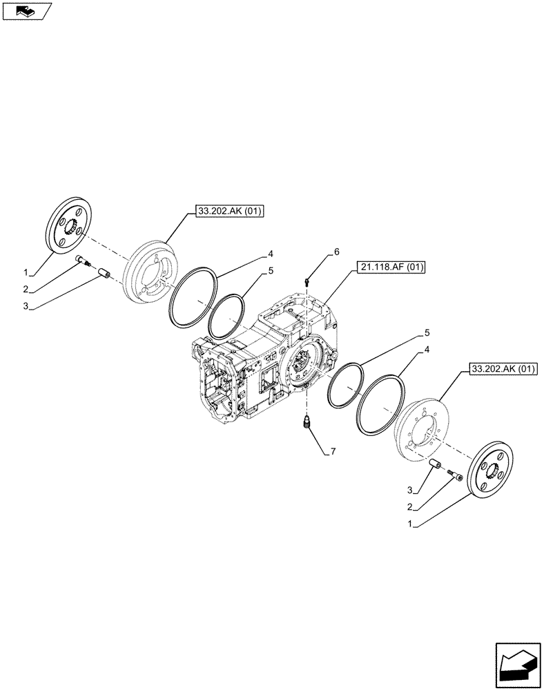 Схема запчастей Case IH MAXXUM 110 - (33.202.AK[02]) - VAR - 390166 - REAR AXLE, BRAKE DISC (33) - BRAKES & CONTROLS