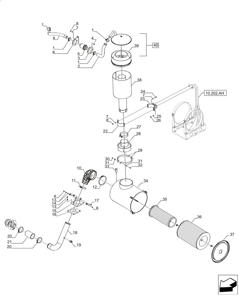 Схема запчастей Case IH A8800 - (10.202.AB) - AIR FILTER (10) - ENGINE