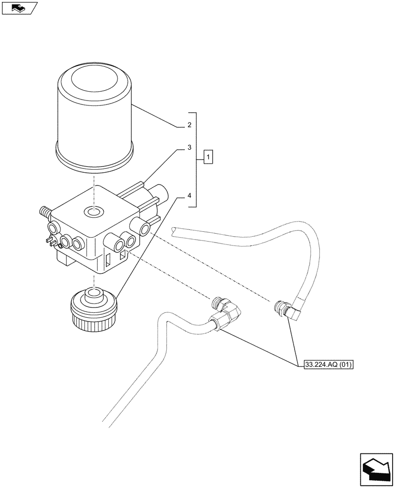 Схема запчастей Case IH MAXXUM 120 - (33.224.BC) - VAR - 332727, 332737, 332739 - PNEUMATIC TRAILER BRAKE - AIR DRYER (33) - BRAKES & CONTROLS