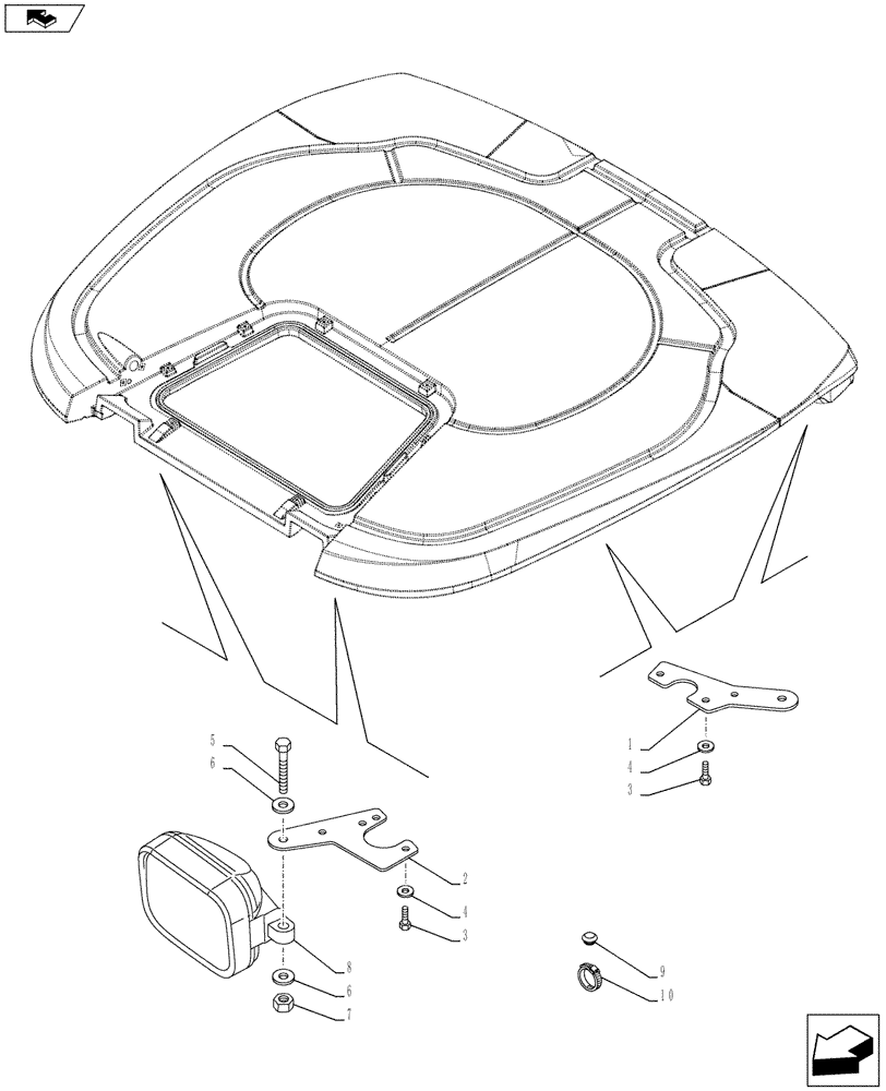 Схема запчастей Case IH MAXXUM 140 - (55.404.BS[05]) - VAR - 331785, 330784, 743717 + STD - WORKLAMPS FOR ROOF WITH LOW PROFILE (55) - ELECTRICAL SYSTEMS