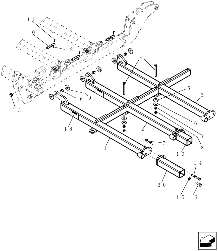 Схема запчастей Case IH 400 - (39.100.25) - 6 FIVE SECTION OUTER WING (FRONT) - 45 MODEL SHOWN (39) - FRAMES AND BALLASTING