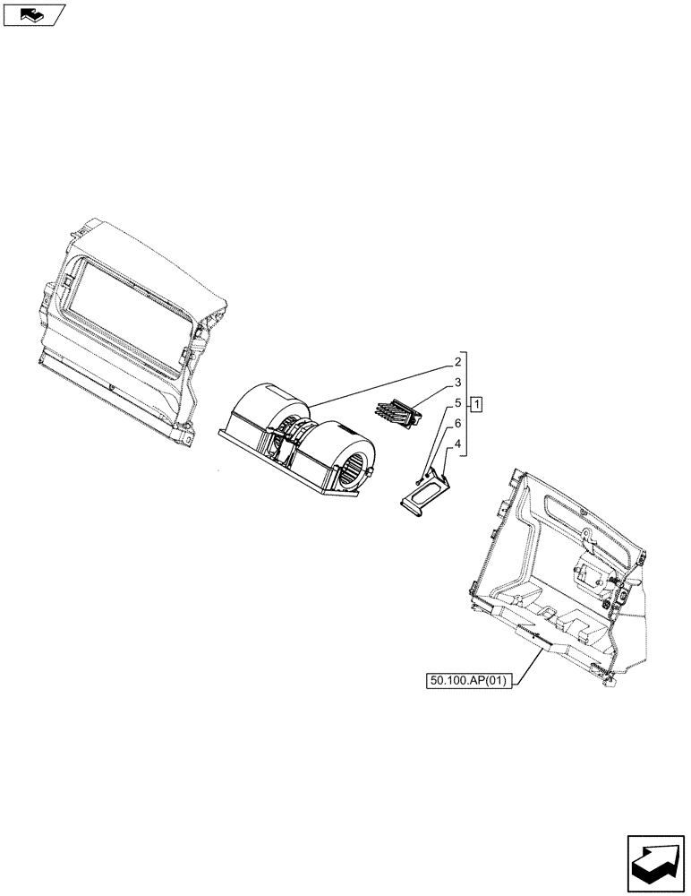 Схема запчастей Case IH MAXXUM 120 - (55.050.AS) - VAR - 330643 - BLOWER HOUSING (55) - ELECTRICAL SYSTEMS