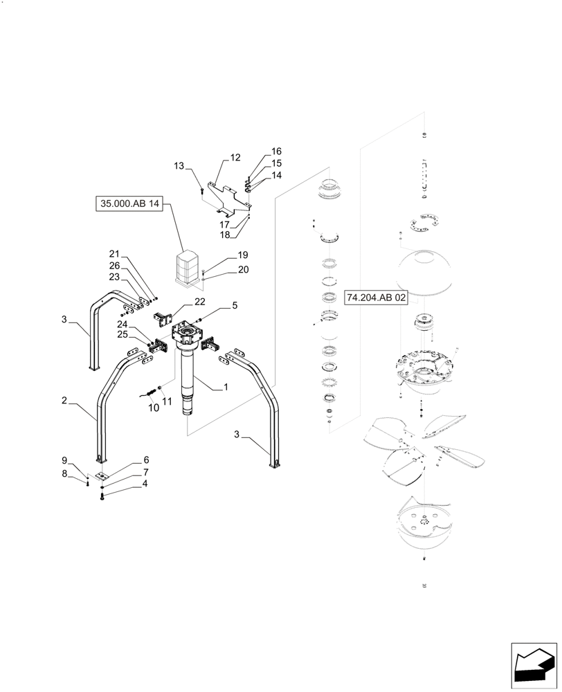 Схема запчастей Case IH A8800 - (74.204.AB[01]) - PRIMARY EXTRACTOR, FAN (74) - CLEANING