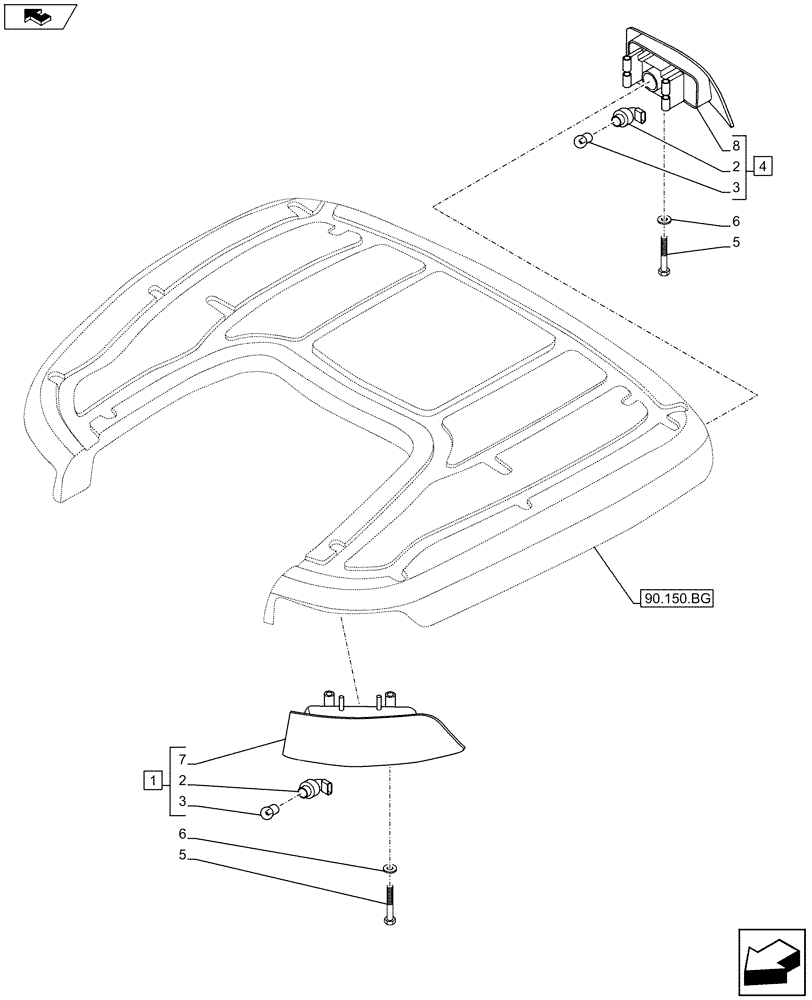 Схема запчастей Case IH MAXXUM 110 - (55.404.CL[01]) - VAR - 743726, 743729, 743730 - FLASHER LIGHTS (55) - ELECTRICAL SYSTEMS