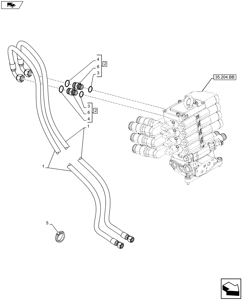 Схема запчастей Case IH MAXXUM 130 - (35.160.AB[03]) - VAR - 331926 - CONTROL VALVE HOSES (35) - HYDRAULIC SYSTEMS