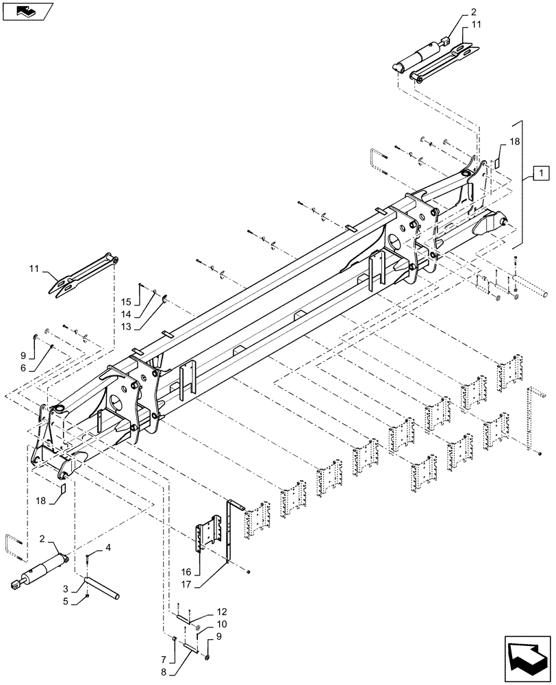 Схема запчастей Case IH 1245 - (39.902.AA[01]) - CENTER SUB BAR FOR 24/20 (39) - FRAMES AND BALLASTING