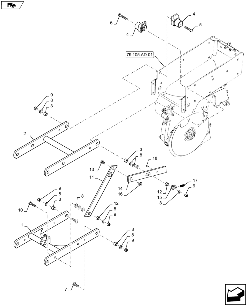 Схема запчастей Case IH 1235 - (79.105.AH[02]) - LINKAGE 20" FOR 30" SPLIT ROW 12/23 AND 30" SPLIT ROW 12/30 (79) - PLANTING