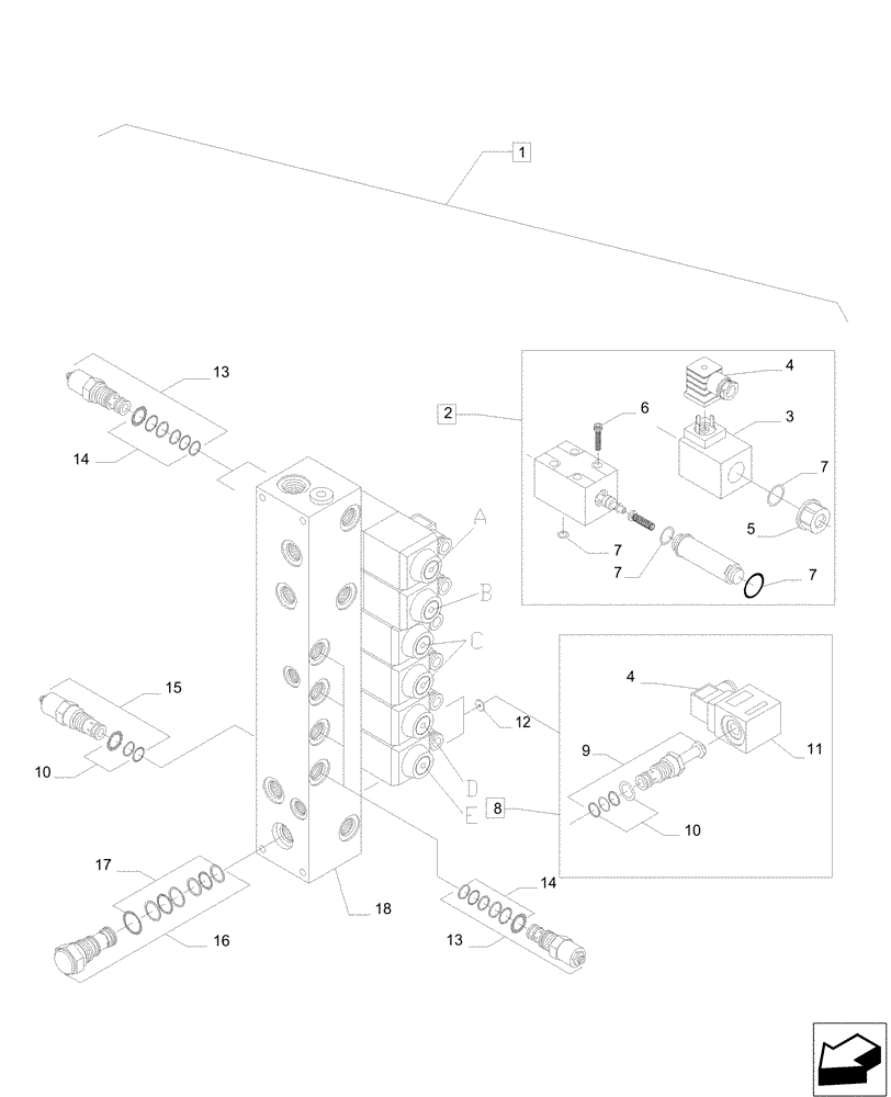 Схема запчастей Case IH A8800 - (35.310.AF[05]) - HYDRAULIC VALVE (6 SECTION) (35) - HYDRAULIC SYSTEMS