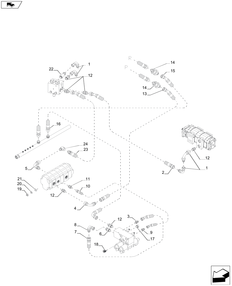 Схема запчастей Case IH A8800 - (35.000.AA[10]) - HYDRAULIC SYSTEM (TOPPER, WITH SIDETRIM) (35) - HYDRAULIC SYSTEMS