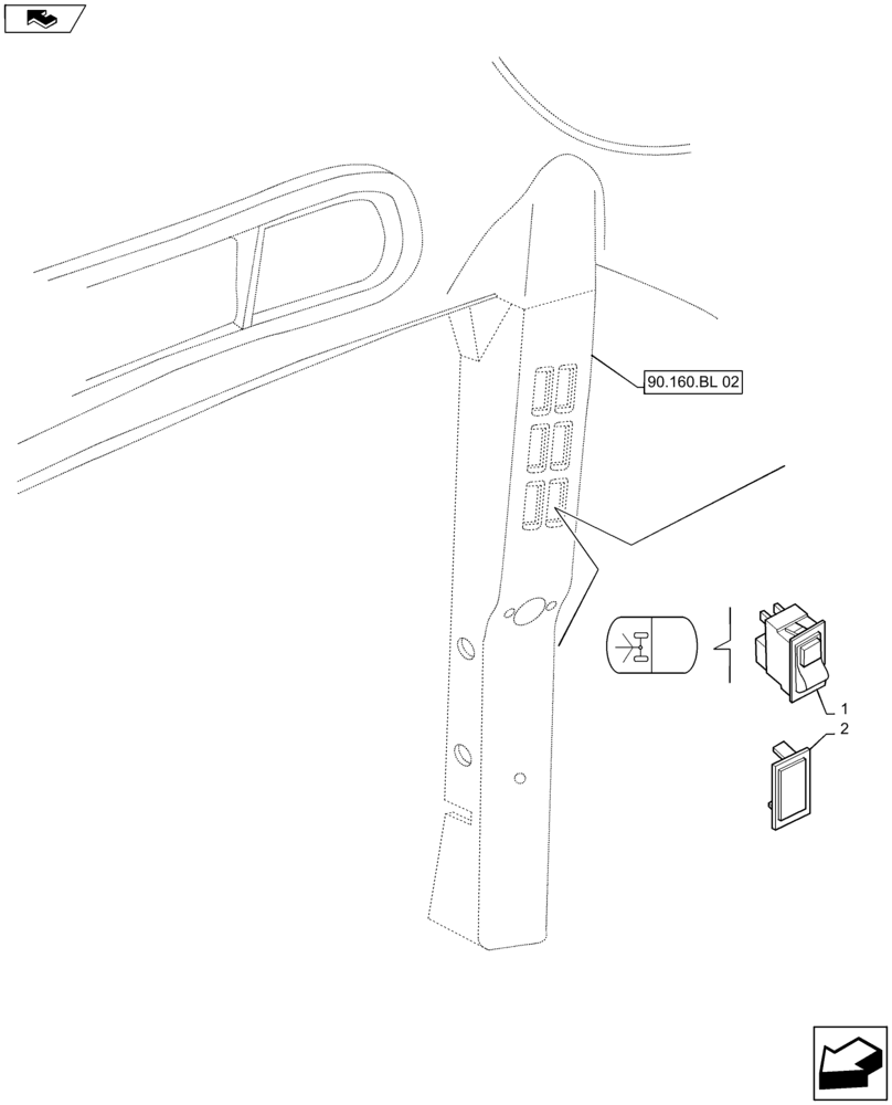 Схема запчастей Case IH MAXXUM 110 - (55.542.AE) - VAR - 330414, 330427, 330429, 330430, 330408, 330409,330416, 330425 + STD - FRONT AXLE SUSPENSION SWITCH (55) - ELECTRICAL SYSTEMS