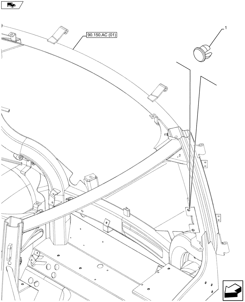 Схема запчастей Case IH MAXXUM 120 - (05.102.AA[02]) - VAR - 330007, 335007, 743726 - FIRE EXTINGUISHER PREDISPOSITION, LATCH COVER (05) - SERVICE & MAINTENANCE