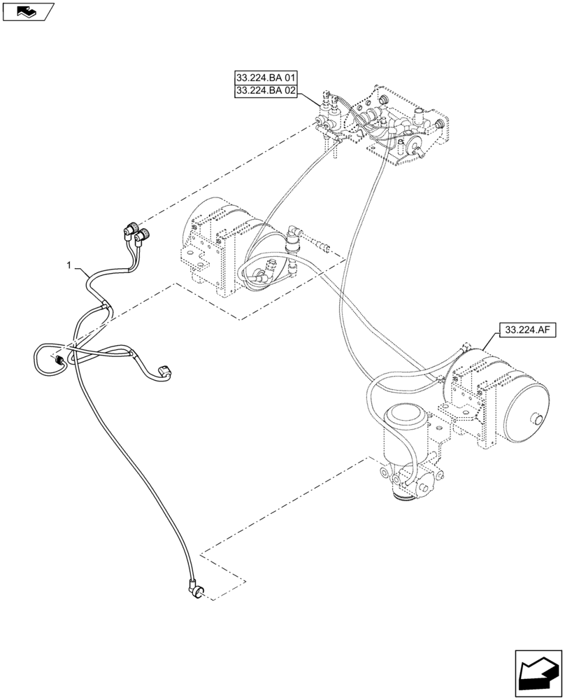 Схема запчастей Case IH MAXXUM 125 - (55.032.AC[02]) - VAR - 332727, 332737, 332739 - PNEUMATIC TRAILER BRAKE - HARNESS - END S/N ZEBE53450 (55) - ELECTRICAL SYSTEMS