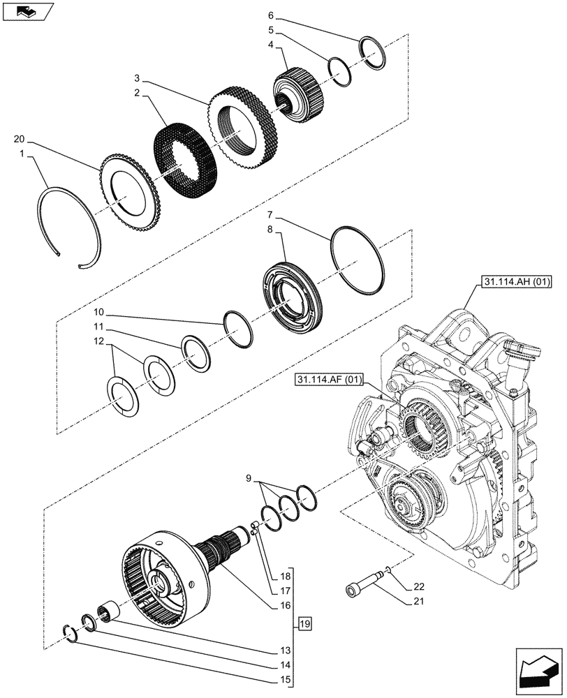 Схема запчастей Case IH MAXXUM 120 - (31.114.AP) - VAR - 330800 - POWER TAKE-OFF - OUTPUT SHAFT (31) - IMPLEMENT POWER TAKE OFF