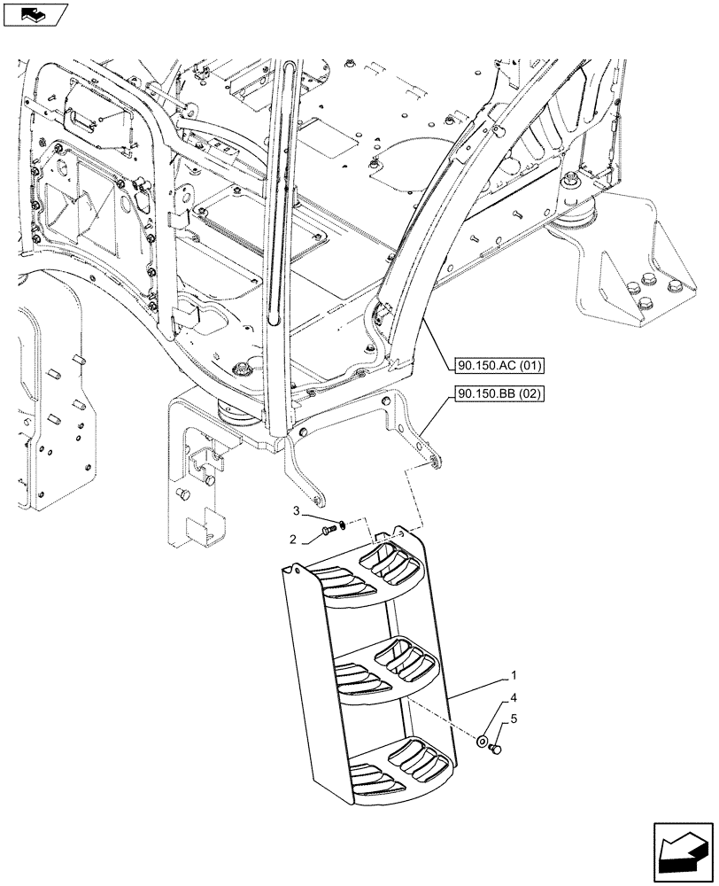 Схема запчастей Case IH MAXXUM 120 - (90.118.CE[01]) - VAR - 331619, 335937, 391610 - STEPS (90) - PLATFORM, CAB, BODYWORK AND DECALS