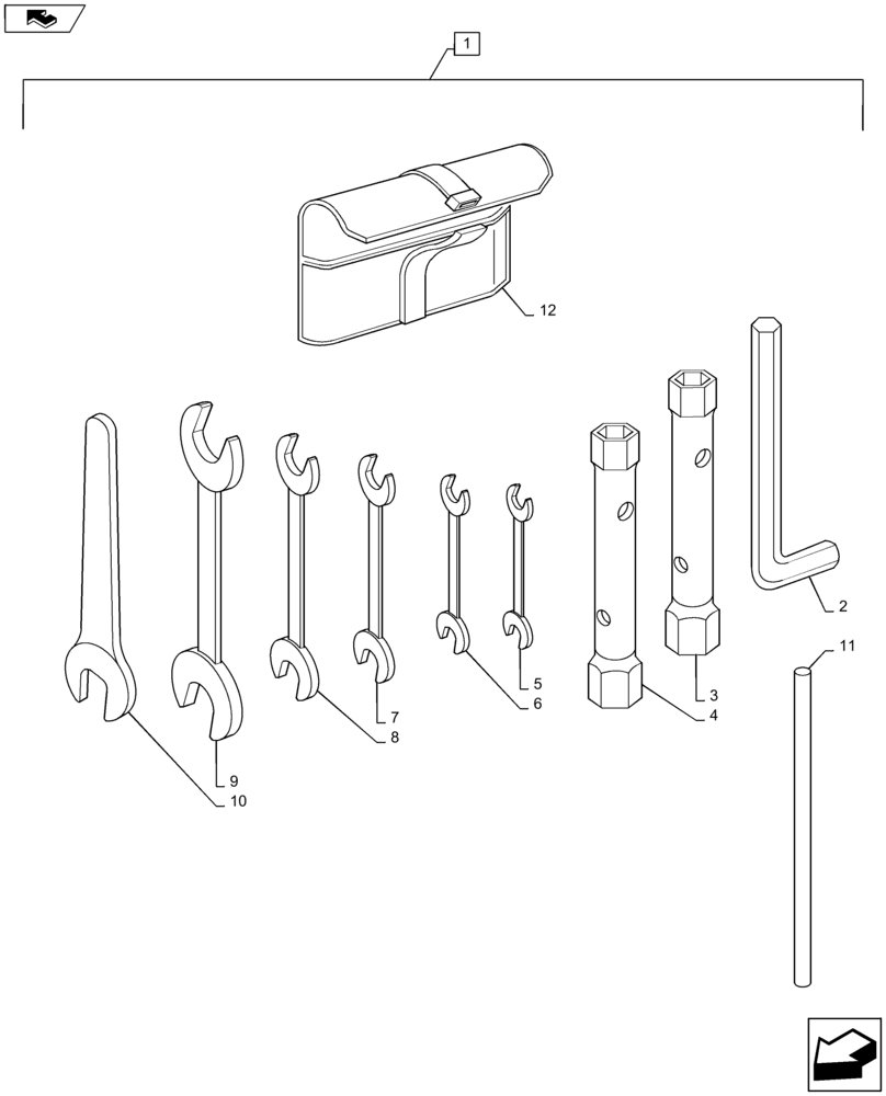 Схема запчастей Case IH MAXXUM 120 - (88.100.AG) - VAR - 330996 - TOOLS (88) - ACCESSORIES