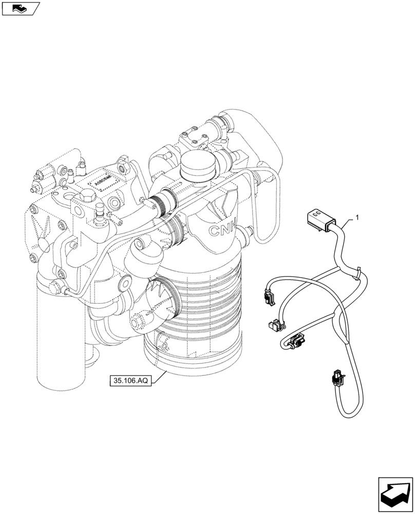 Схема запчастей Case IH MAXXUM 115 - (55.100.AW[02]) - VAR - 331836, 333836, 336835, 338835, 743744 - HYDRAULIC PUMP 113L/MIN CCLS - HARNESS (55) - ELECTRICAL SYSTEMS