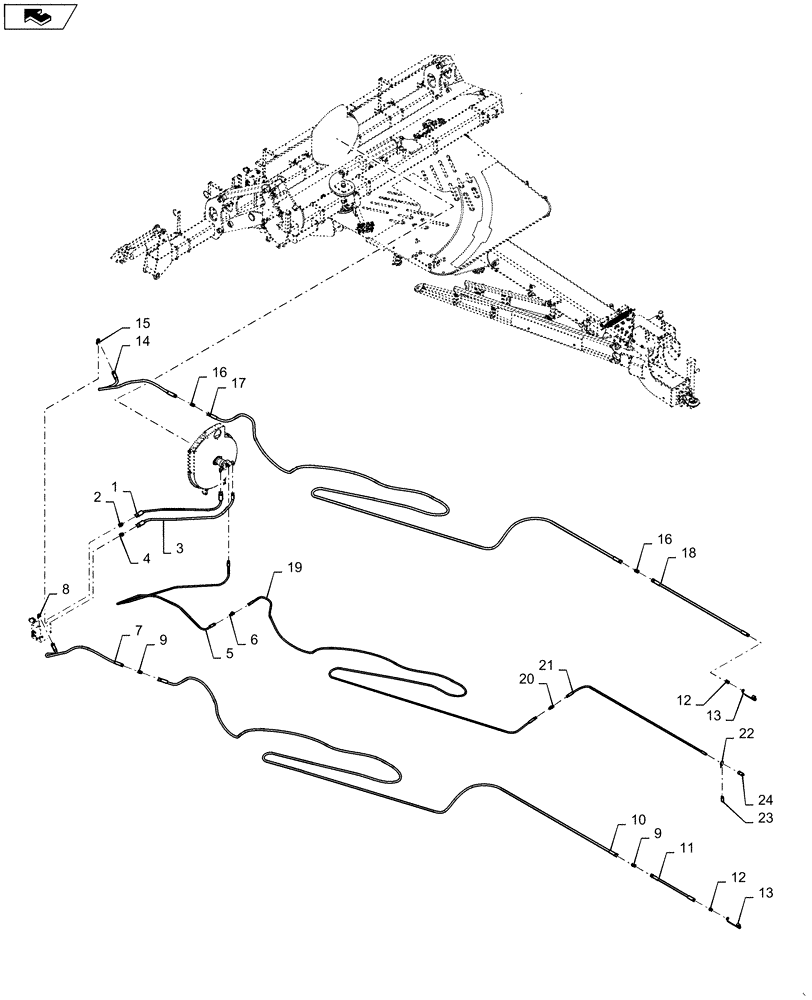 Схема запчастей Case IH 1245 - (35.745.AA[10]) - DIRECT DRIVE HYDRAULIC DISTRIBUTION FOR 16/30 (35) - HYDRAULIC SYSTEMS