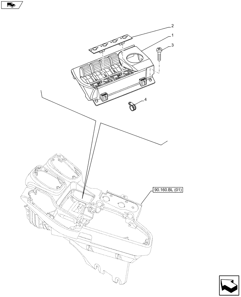 Схема запчастей Case IH MAXXUM 130 - (55.512.CL[02]) - VAR - 330862, 338851,743733 - REMOTE CONTROL SWITCH (4 LEVER) (55) - ELECTRICAL SYSTEMS