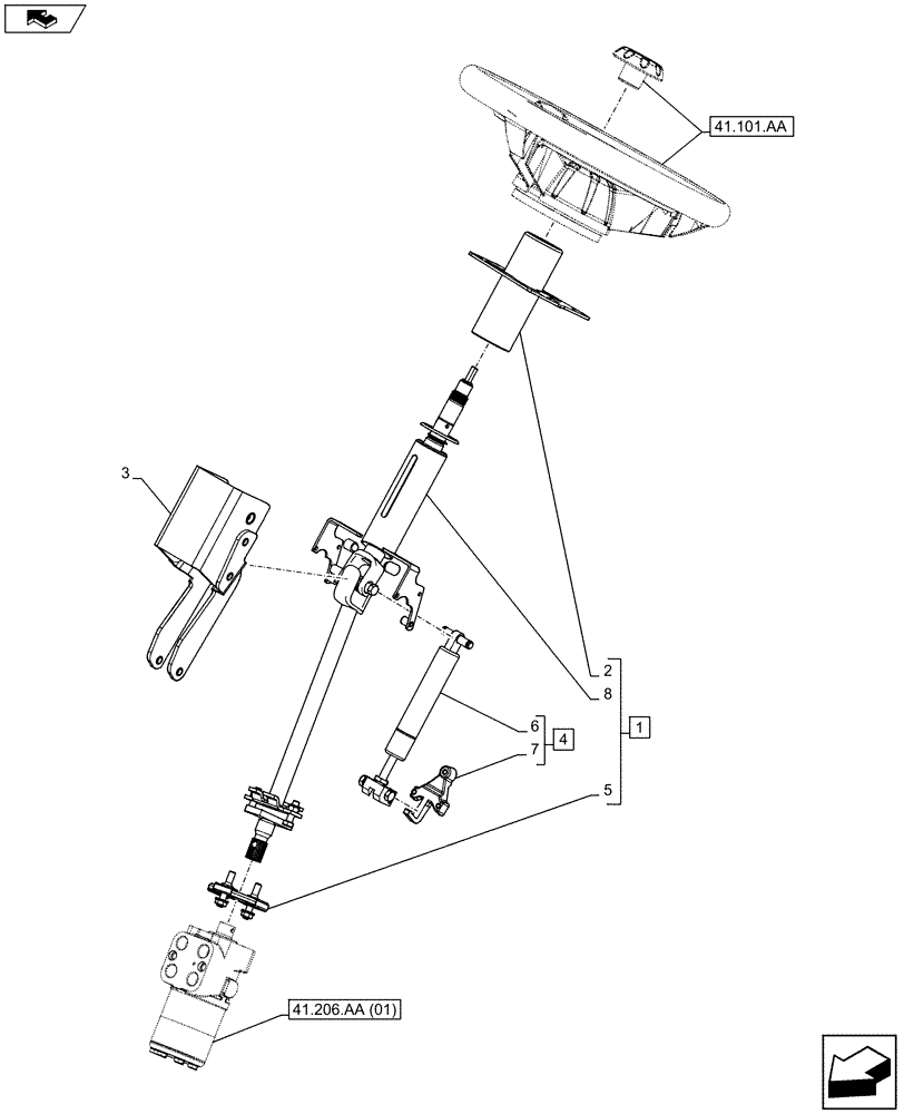 Схема запчастей Case IH MAXXUM 120 - (41.101.AB[01]) - VAR - 330634, 335283, 339077, 391630, 743812 - STEERING COLUMN (41) - STEERING