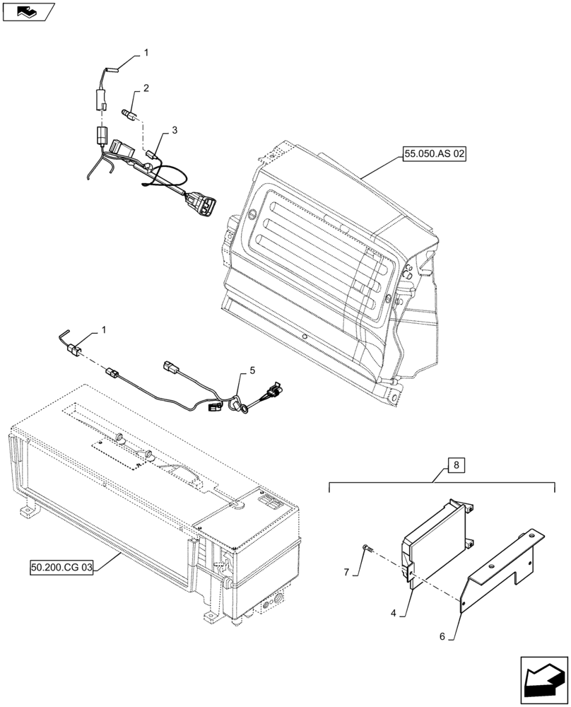 Схема запчастей Case IH MAXXUM 125 - (55.050.AK) - VAR - 330643 - AIR CONDITIONING WITH ATC - WIRE HARNESS (55) - ELECTRICAL SYSTEMS