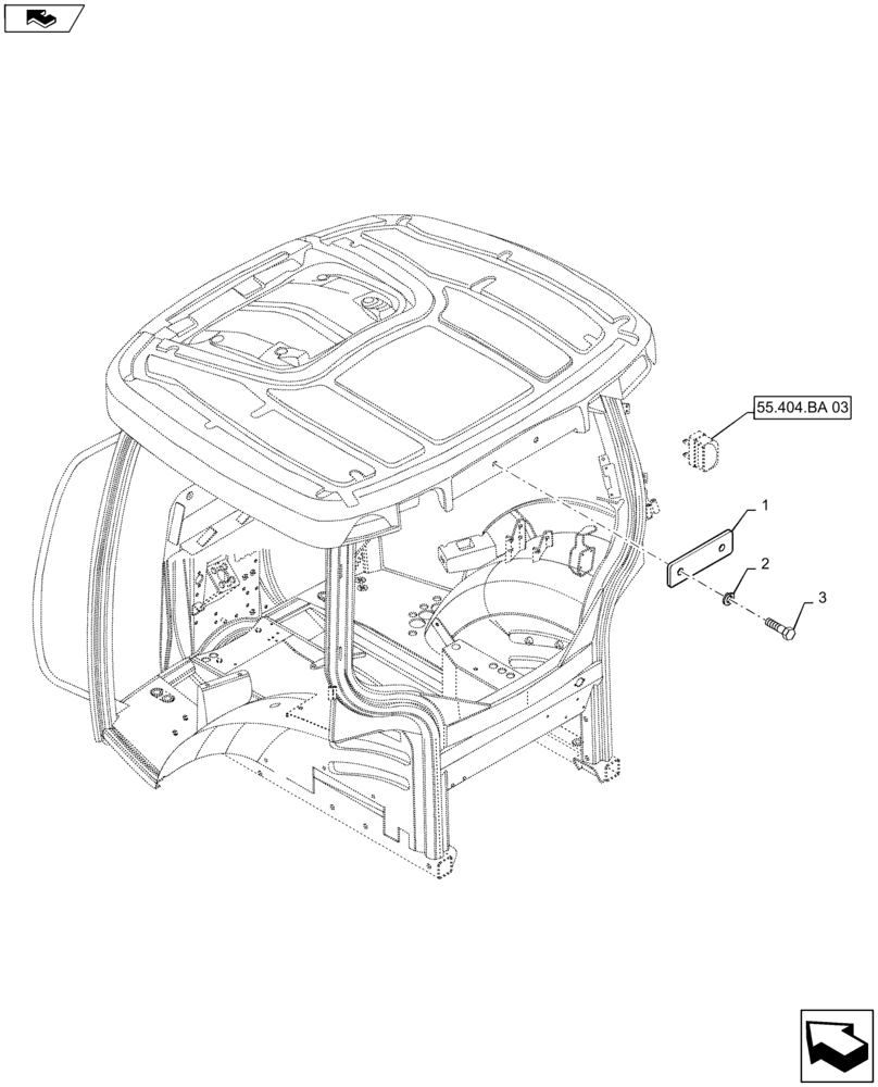 Схема запчастей Case IH MAXXUM 120 - (88.100.AC[03]) - VAR - 330956 - LICENSE PLATE MOUNTED ON CAB ROOF (88) - ACCESSORIES