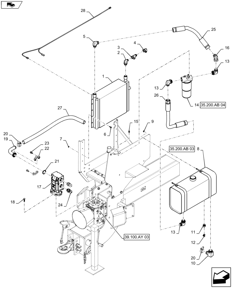 Схема запчастей Case IH 1245 - (35.200.AA[17]) - 36 GPM PTO PACKAGE (35) - HYDRAULIC SYSTEMS