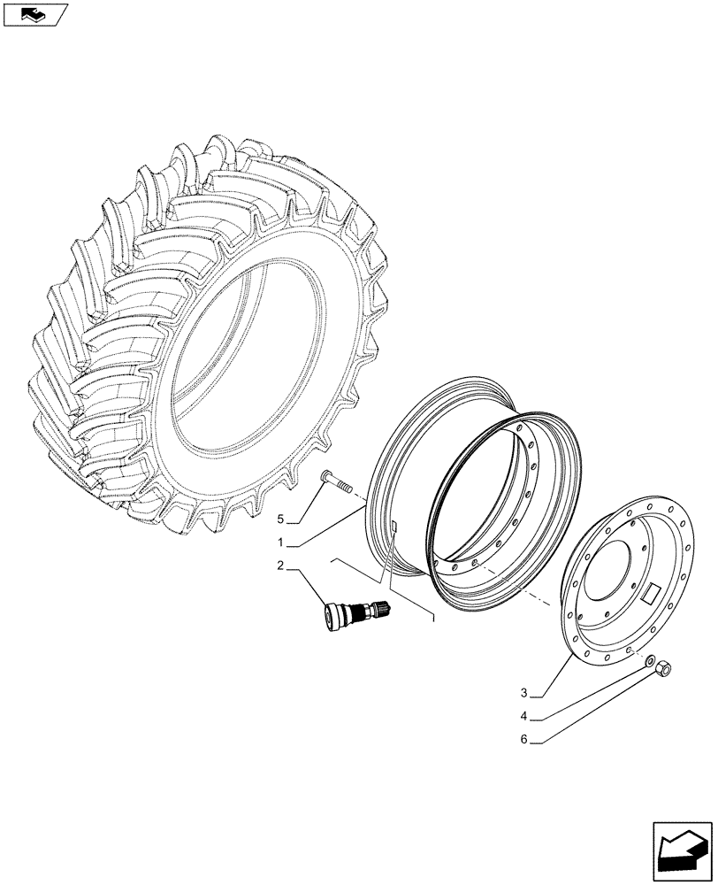 Схема запчастей Case IH MAXXUM 120 - (44.520.AB[09]) - VAR 8384406 - REAR WHEEL (TW16LX42) (44) - WHEELS