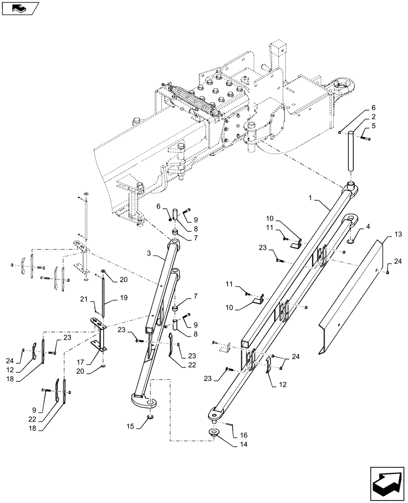 Схема запчастей Case IH 1245 - (39.100.BD[05]) - HOSE CARRIER FOR 30" SPLIT ROW 12/23 AND 12/30 (39) - FRAMES AND BALLASTING