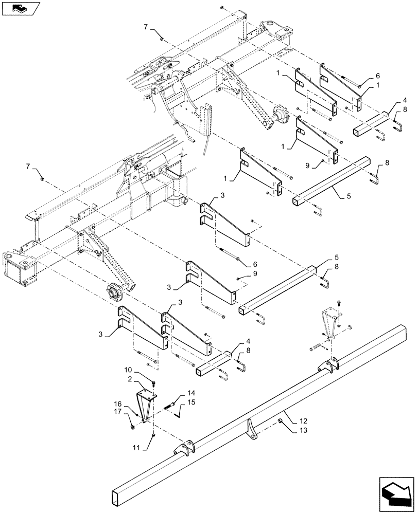 Схема запчастей Case IH 1245 - (39.140.AF[02]) - LIQUID FERTILIZER COULTER MOUNTING FOR 30" SPLIT ROW 12/23 (39) - FRAMES AND BALLASTING