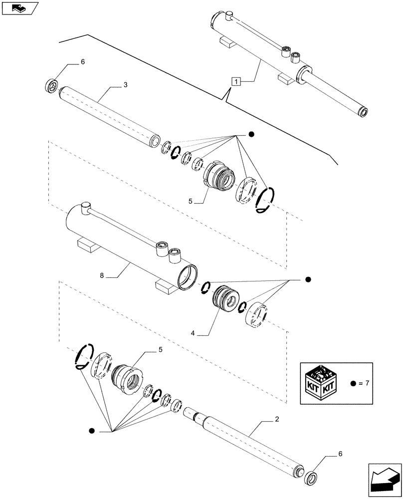 Схема запчастей Case IH A8800 - (35.100.BI[01]) - HYDRAULIC CYLINDER (LIFT ARMS) (35) - HYDRAULIC SYSTEMS